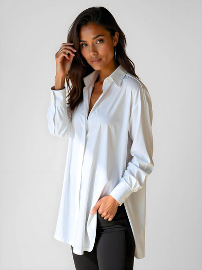 Abito Camicia con Bottoni e Bavero Oversize
