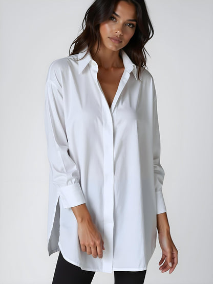 Abito Camicia con Bottoni e Bavero Oversize